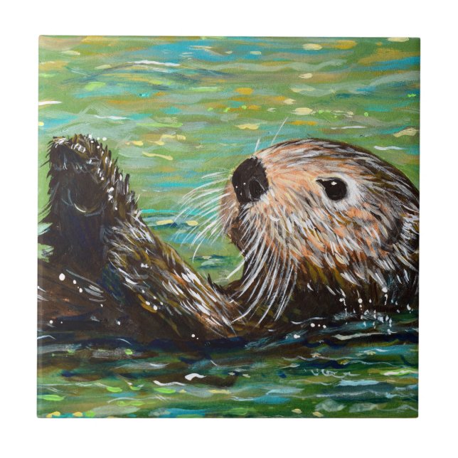 Carreau Peinture de loutre de mer  (Devant)