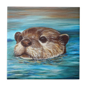 Carreau Peinture de loutre de rivière