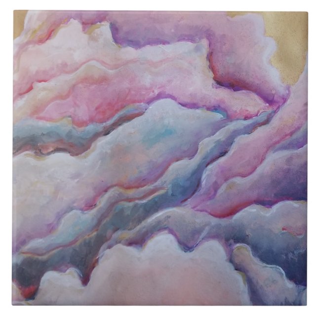 Carreau peinture de nuages roses (Devant)
