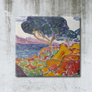 Carreau Peinture de paysage de montagne vintage coloré