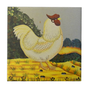 Carreau Peinture de poulet de style ancien
