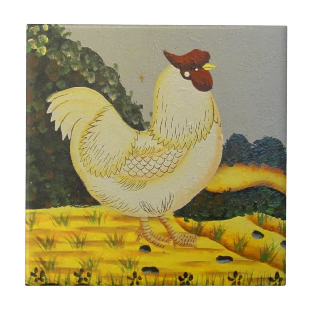 Carreau Peinture de poulet de style ancien (Devant)