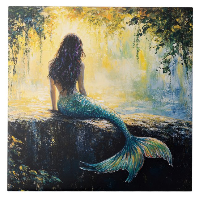 Carreau Peinture de Sirène dans la Crique (Devant)