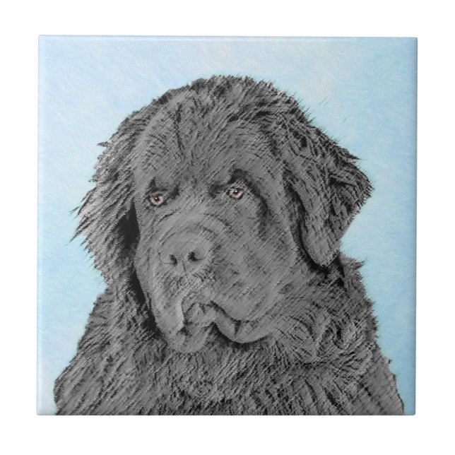 Carreau Peinture de Terre-Neuve - Cute Original Chien Art (Devant)