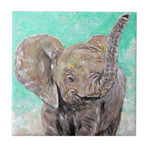 Carreau Peinture des éléphants de bébé