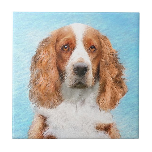 Carreau Peinture d'espagnol Welsh Springer - Art original  (Devant)
