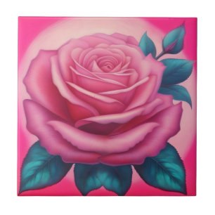 Carreau Peinture d'une rose néon