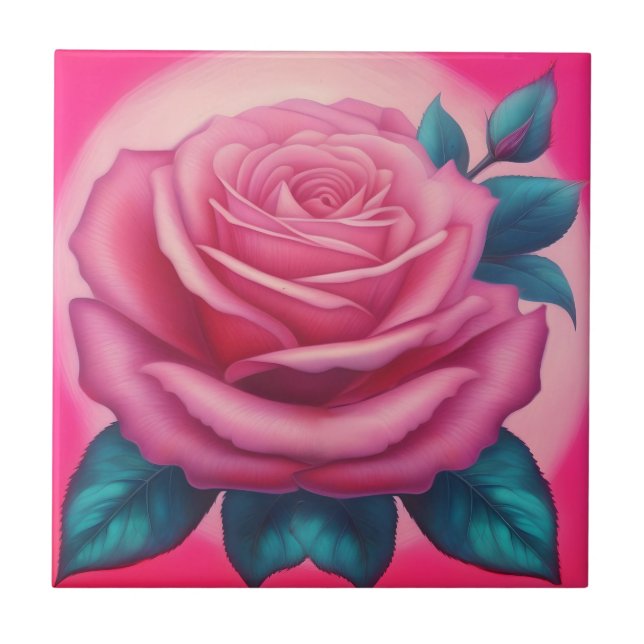 Carreau Peinture d'une rose néon (Devant)