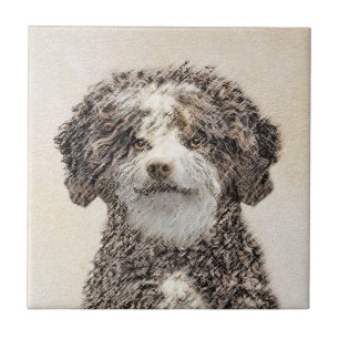 Carreau Peinture espagnole de chien d'eau - jolie art orig