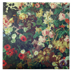 Carreau Peinture florale de fleurs colorées vintage