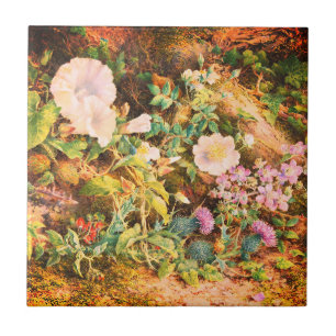 Carreau Peinture florale de pétunias vintage fleurs