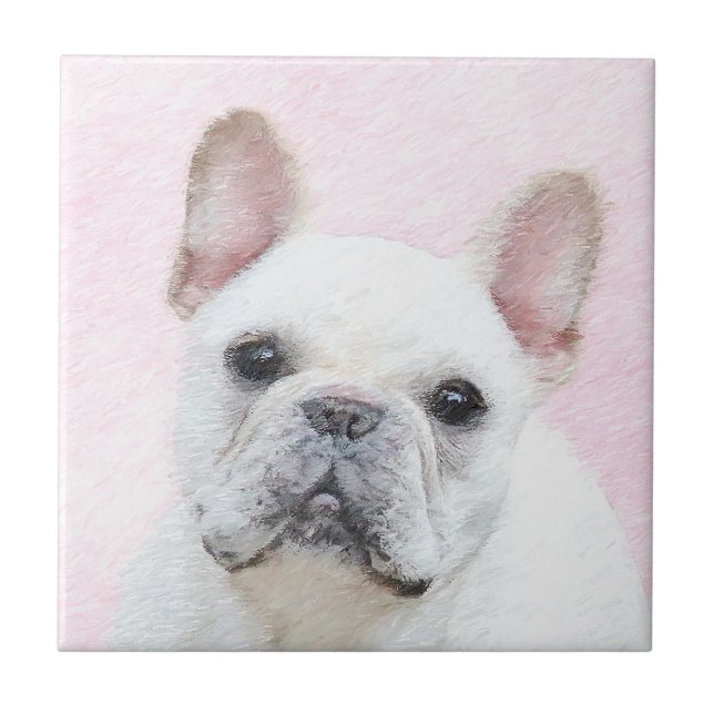 Carreau Peinture française de Bulldog (Crème/Blanc) - Art  (Devant)