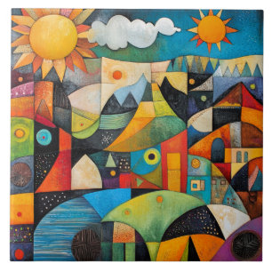 Carreau Peinture géométrique abstraite