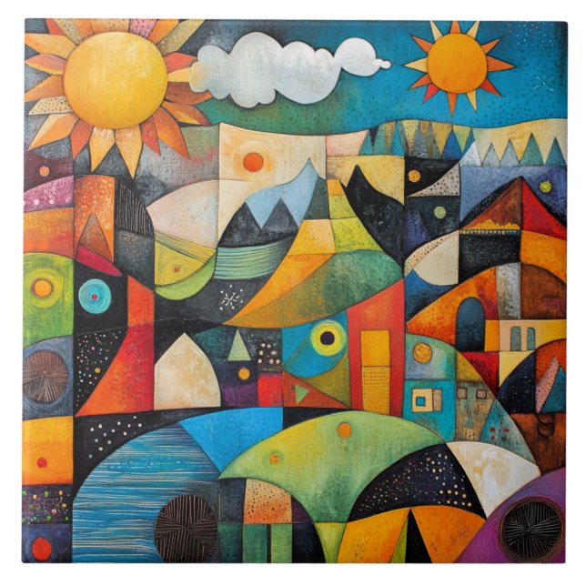 Carreau Peinture géométrique abstraite (Devant)