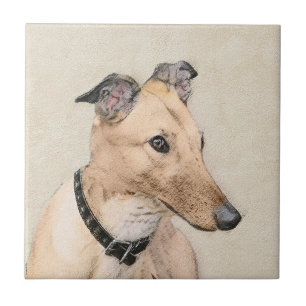 Carreau Peinture Greyhound - Cute Original Chien Art