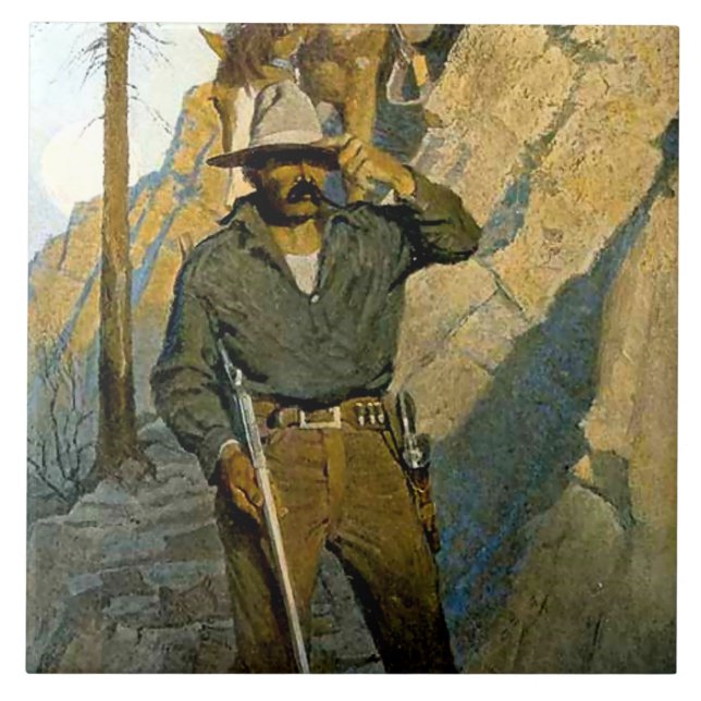 Carreau Peinture historique de NC Wyeth "Le shérif" (Devant)
