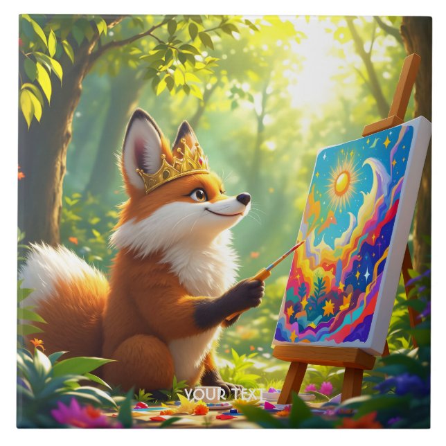 Carreau Peinture Imaginaire mignonne King Fox (Devant)