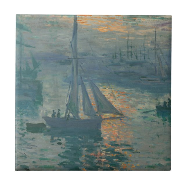 Carreau Peinture impressionniste marine du lever de soleil (Devant)