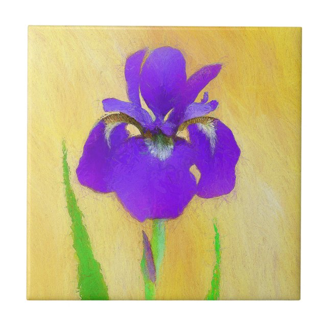 Carreau Peinture Iris à pois pourpre - Chien original mign (Devant)