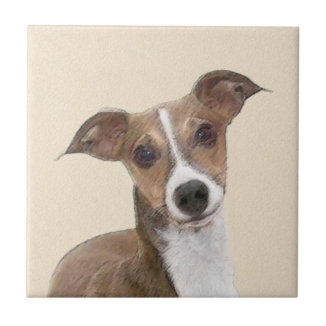 Carreau Peinture italienne Greyhound - Cute Original Chien (Devant)