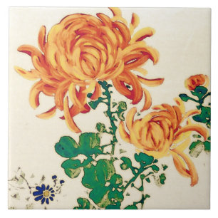 Carreau Peinture japonaise vintage de Chrysanthèmes