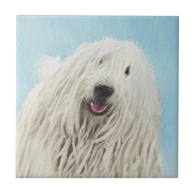 Carreau Peinture Komondor - Cute Original Chien Art (Devant)