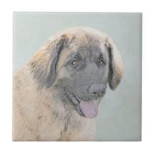 Carreau Peinture Leonberger - Joli art original chien