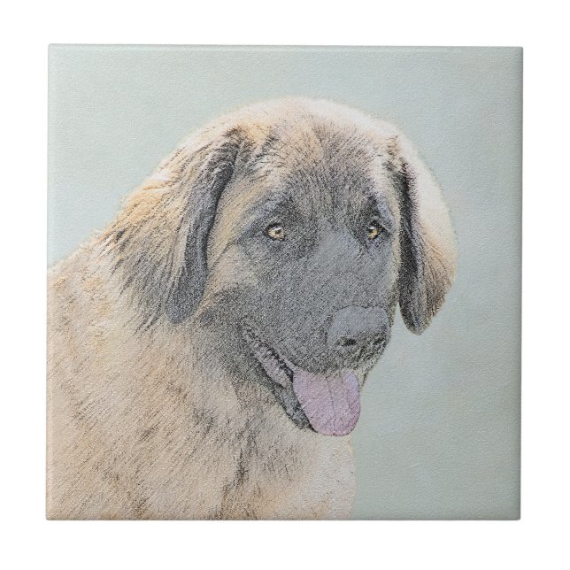 Carreau Peinture Leonberger - Joli art original chien (Devant)