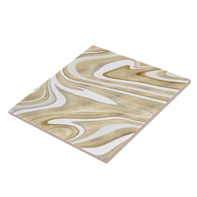 Carreau Peinture Liquide Retro Gold Swirl Design esthétiqu (Côté)