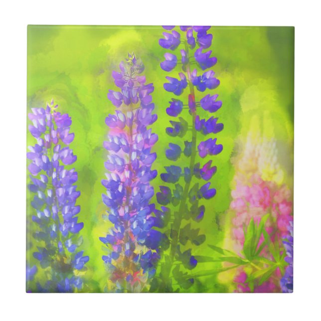 Carreau Peinture Lupine - Art Fleur Original (Devant)