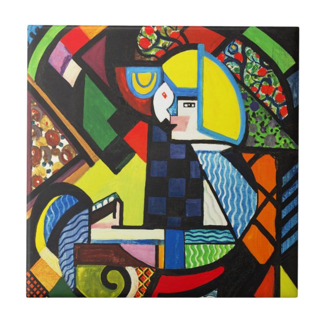 Carreau Peinture Moderniste Géométrique Colorée Abstraite (Devant)