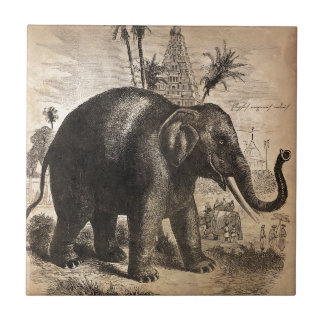 Carreau Peinture murale vintage d'éléphant