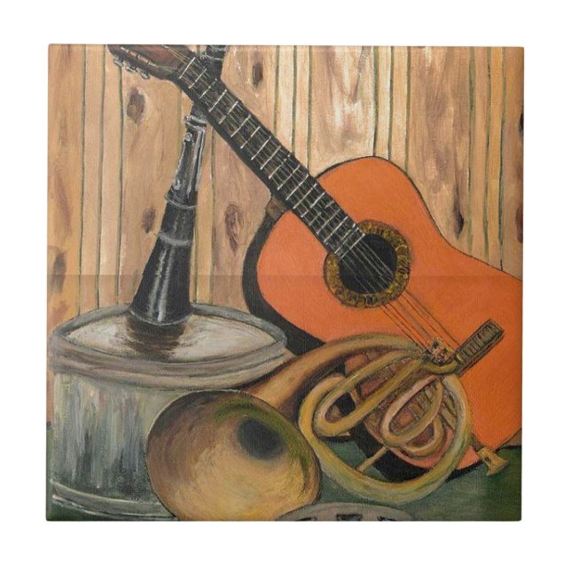 Carreau Peinture Musique-orientée d'art de guitare (Devant)