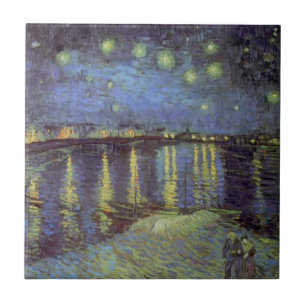 Carreau Peinture nocturne étoilée de Van Gogh