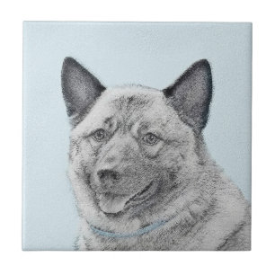 Carreau Peinture norvégienne Elkhound - Art original Chien