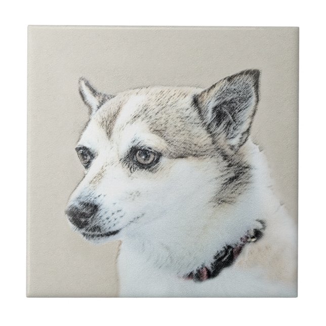 Carreau Peinture norvégienne Lundehund - Art original chie (Devant)
