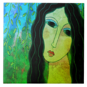 Carreau Peinture numérique Abstraite colorée d'une femme