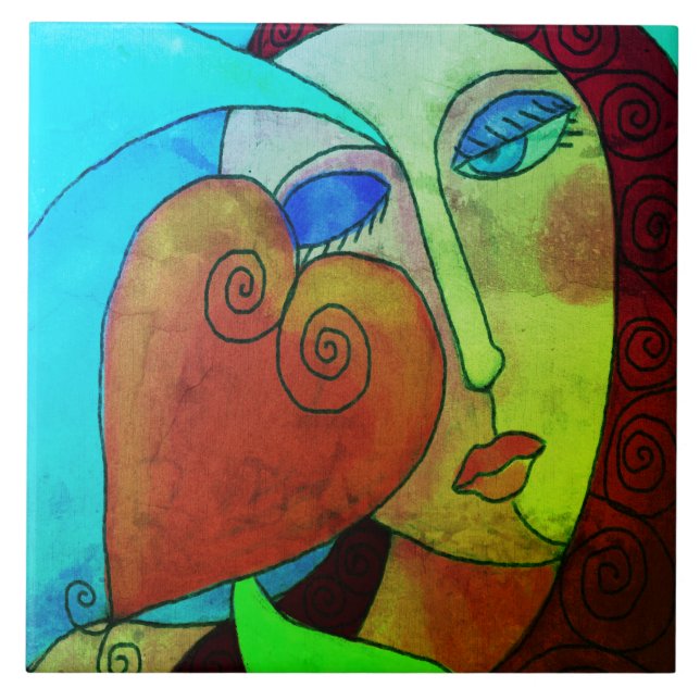 Carreau Peinture numérique abstraite d'amour (Devant)