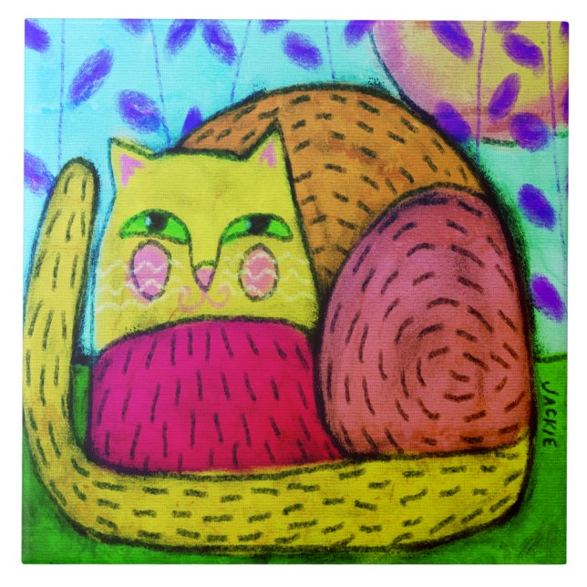 Carreau Peinture numérique Abstraite jolie Kitty (Devant)