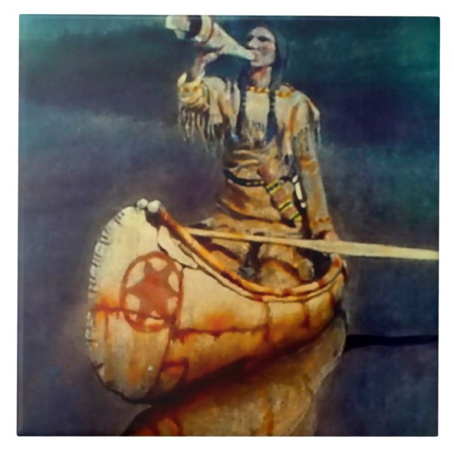 Carreau Peinture occidentale de N C Wyeth «The Moose Call» (Devant)