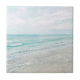 Carreau Peinture Ocean Waves Aqua Aquarelle bleu clair