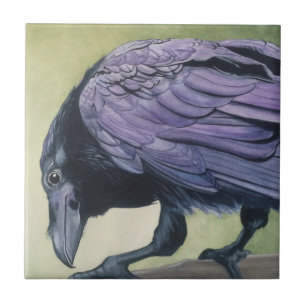 Carreau Peinture originale aquarelle du Corbeau de Corbeau