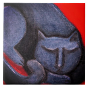 Carreau Peinture pastel abstrait de sieste de chat