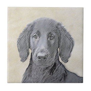 Carreau Peinture Retriever à revêtement plat - Art Chien o