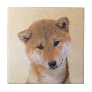 Carreau Peinture (rouge) de Shiba Inu - art original de