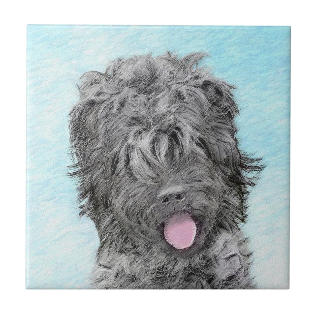 Carreau Peinture russe Terrier noir - Chien original migno (Devant)