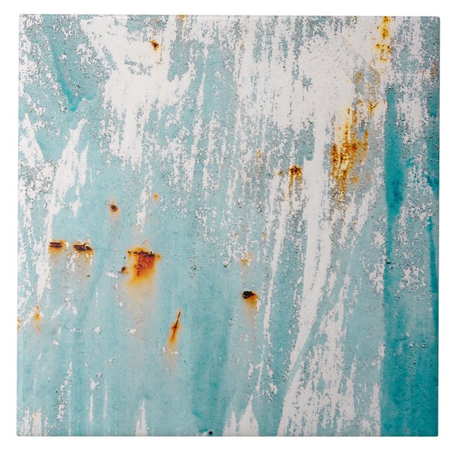 Carreau Peinture Rustique Turquoise en Distress (Devant)