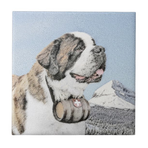 Carreau Peinture Saint Bernard - Cute Original Chien Art