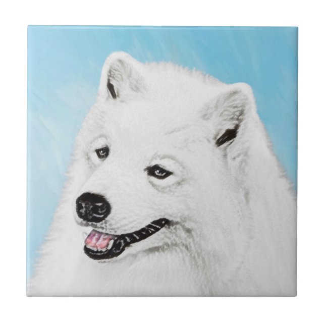 Carreau Peinture Samoyed - Cute Original Chien Art (Devant)