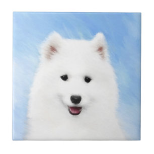 Carreau Peinture Samoyed Puppy - Jolie Art Original Chien